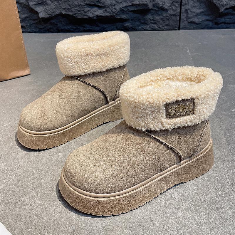 Women s Plush-Lined Retro Snow Boots: Thick-Soled, Warm, and Comfortable for Autumn and Winter 36