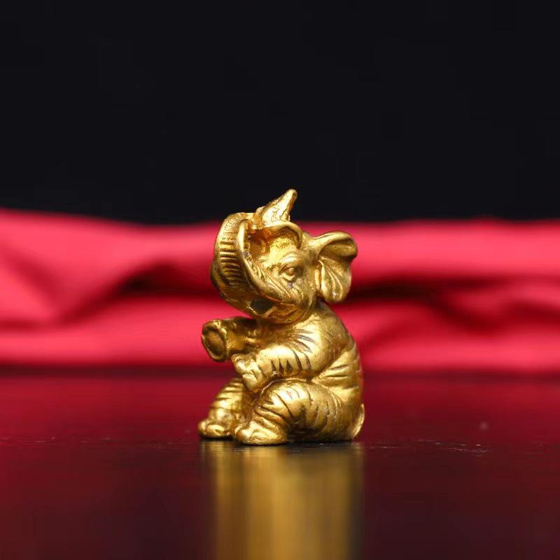Small Brass Elephant Ornaments – Modern Living Room Decor Gift