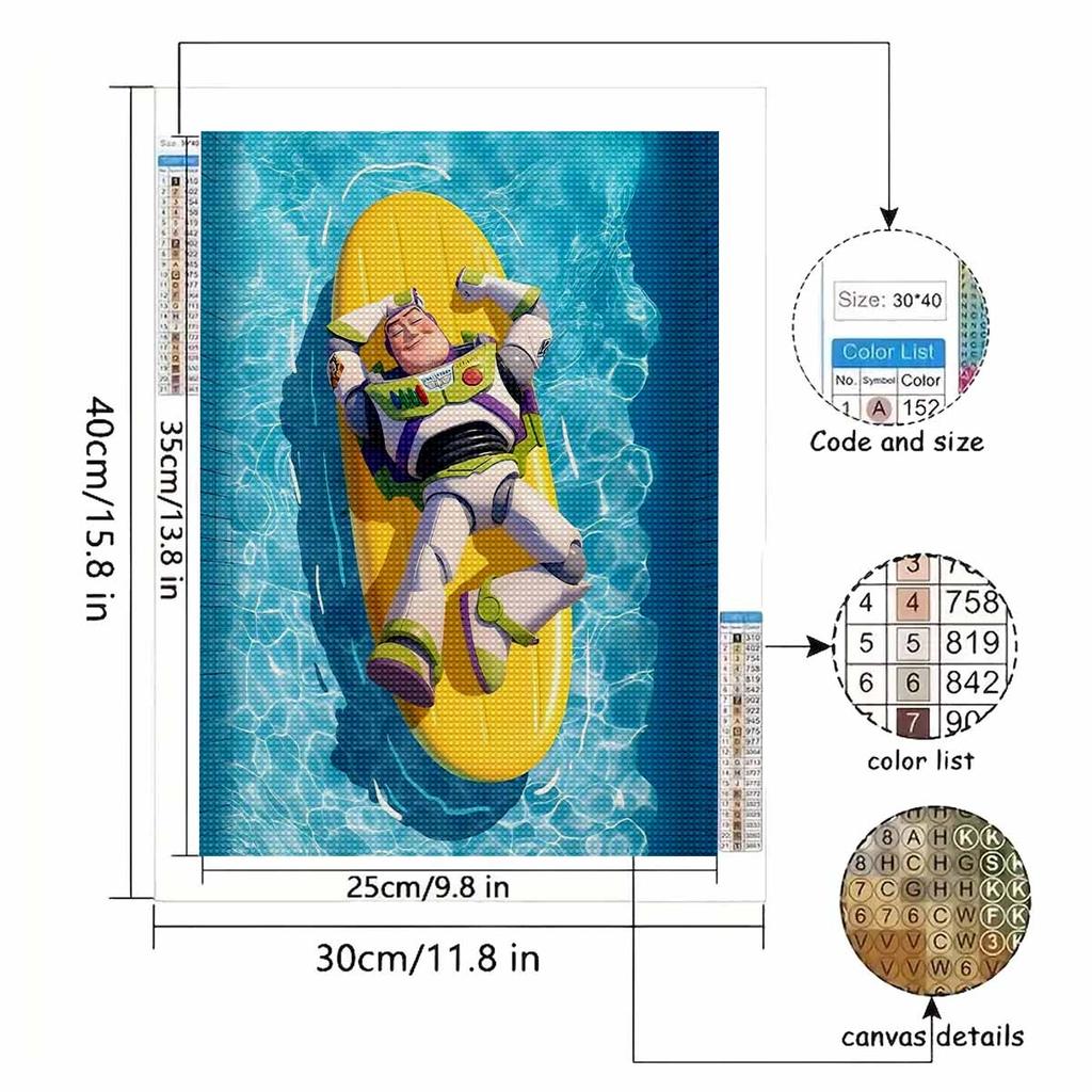 DIY Diamond Painting Buzz Lightyear Surfing Cross Stitch Kit Mosaic Art Diamond Painting Full Circle Diamond Home Decoration