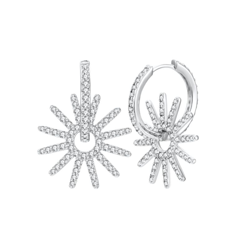 925 Silver Ear Needle Vintage Sun Hoop Earrings for Women Punk Hip Hop Sun Flower Big Earrings Fashion Jewelry Gifts