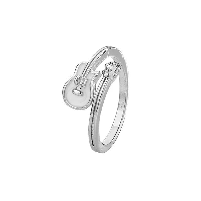 Music Note Guitar Ring Niche Design Adjustable Index Rings for Women Statement Finger Wedding Valentine's Jewelry