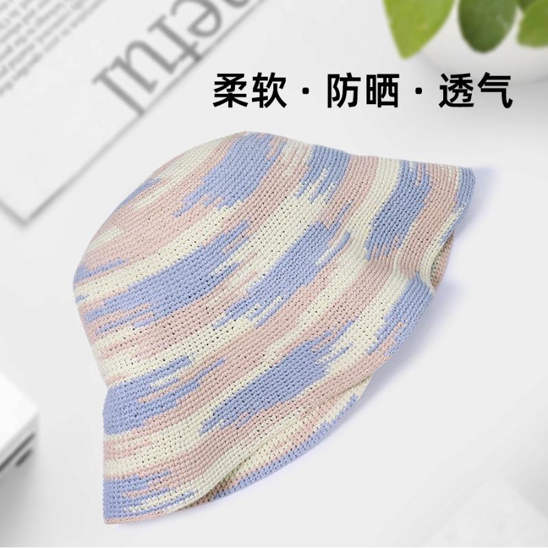 Dopamine Gradual Change Woven Straw Hat Women's Seaside Big Brim Summer Straw Hat Sweet Sunscreen Hat Handmade