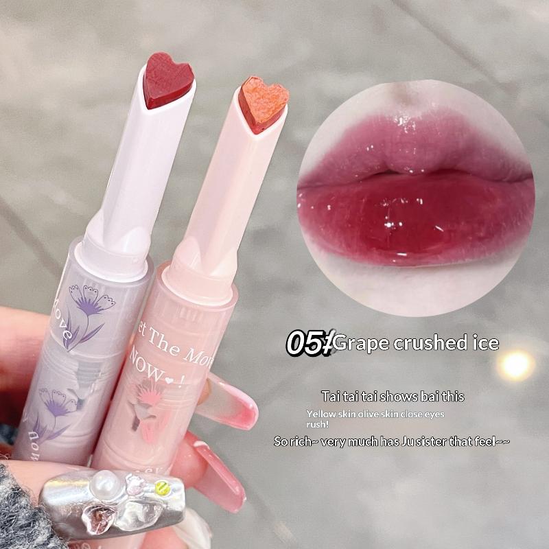 Water-Light Lip Glaze Mirror Glitter Lip Tint Long Lasting Moisturising Love Heart Shape Solid Lipstick Pen Lips Makeup Cosmetic