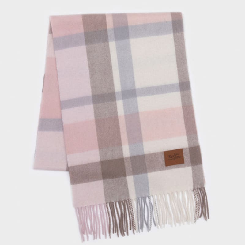 RECLOW 100% Kaschmir Karomuster Schal Elfenbein