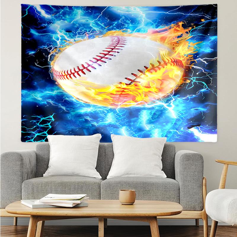 1PC Flaming Football Artwork K-pop music group Tapestry Accessories for Bedroom,Livingroom, dormitory Room Wall Decor Fan Birthday Gifts