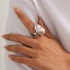 Pink Grey Silver Gold Plated Vintage Colorful Irregular Faux Baroque Big Rings for Women