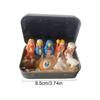 1/2/3Pcs Mini Nativity Scene Set in Tin Box Handcrafted Pocket Size Nativity Scene Tin Resin Birth of Jesus Ornament Christmas D