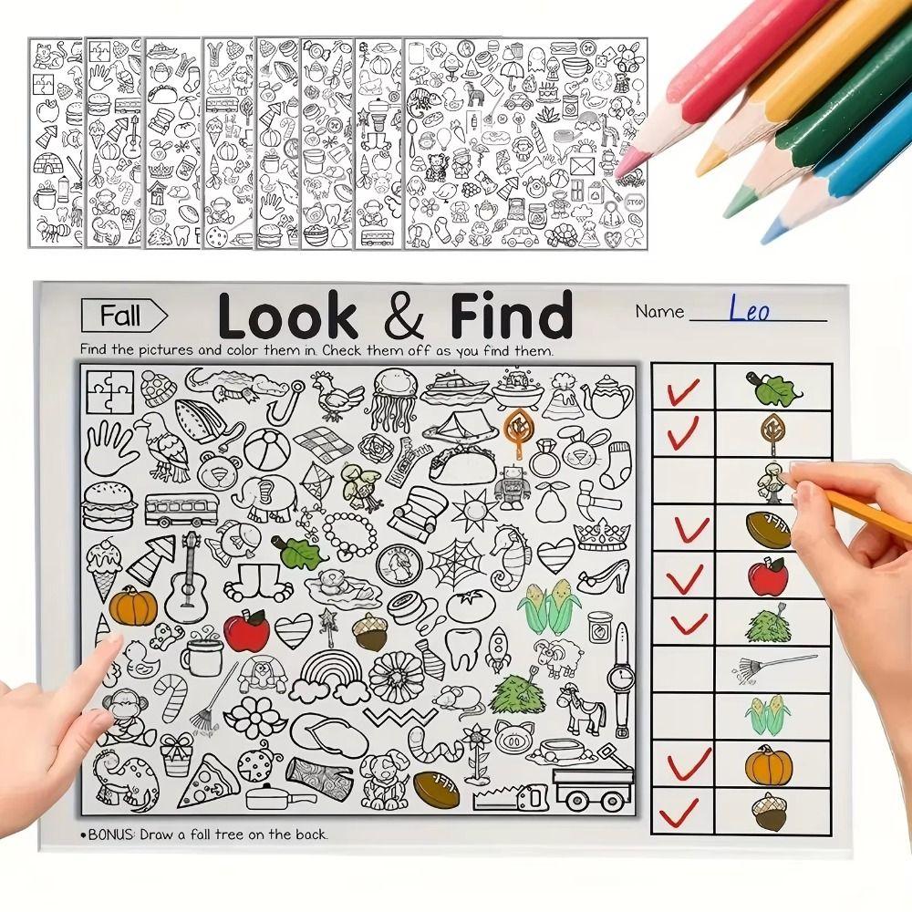 Handwriting Exercise Fun Coloring Book Enhance Visual Perception Look & Find Game Book Kids Toy