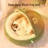Sıcak Kurbağa Kedi Yatağı: Sıcak, Kalın, Yuvarlak, Yarı Kapalı, Çıkarılabilir ve Yıkanabilir Sonbahar/Kış Konforu için.