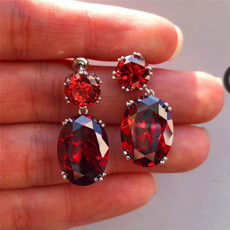 

Green sky wish temperament personality women s large zircon earrings women s versatile ear jewelry women s models красный