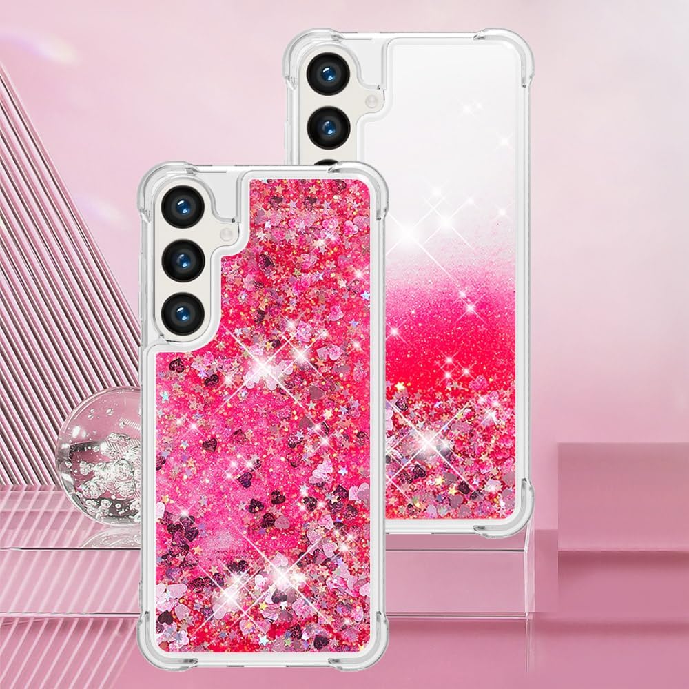Hülle für Samsung Galaxy S24 FE Hülle Glitzer Bling Niedlich Klar Handyhülle Flüssiger Treibsand Stoßfest Schützender Bumper Weiche TPU Abdeckung für Samsung