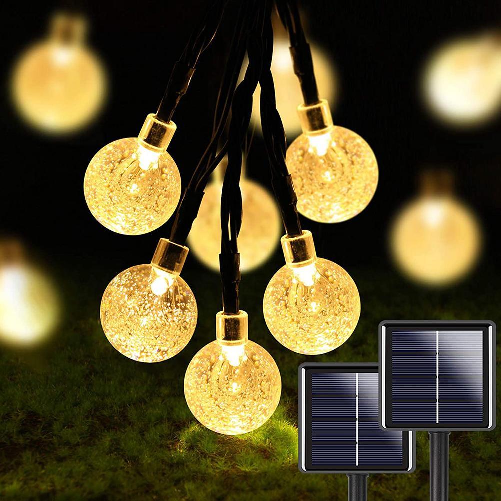 2 Pcs 50 LED 32FT Crystal Globe Solar String Lights Outdoor Waterproof Solar Lights with 8 Lighting