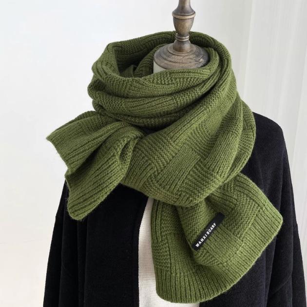 Scarf women's winter versatile warm couple student neck protection imitation cashmere knitted wool girls scarf senior sense men