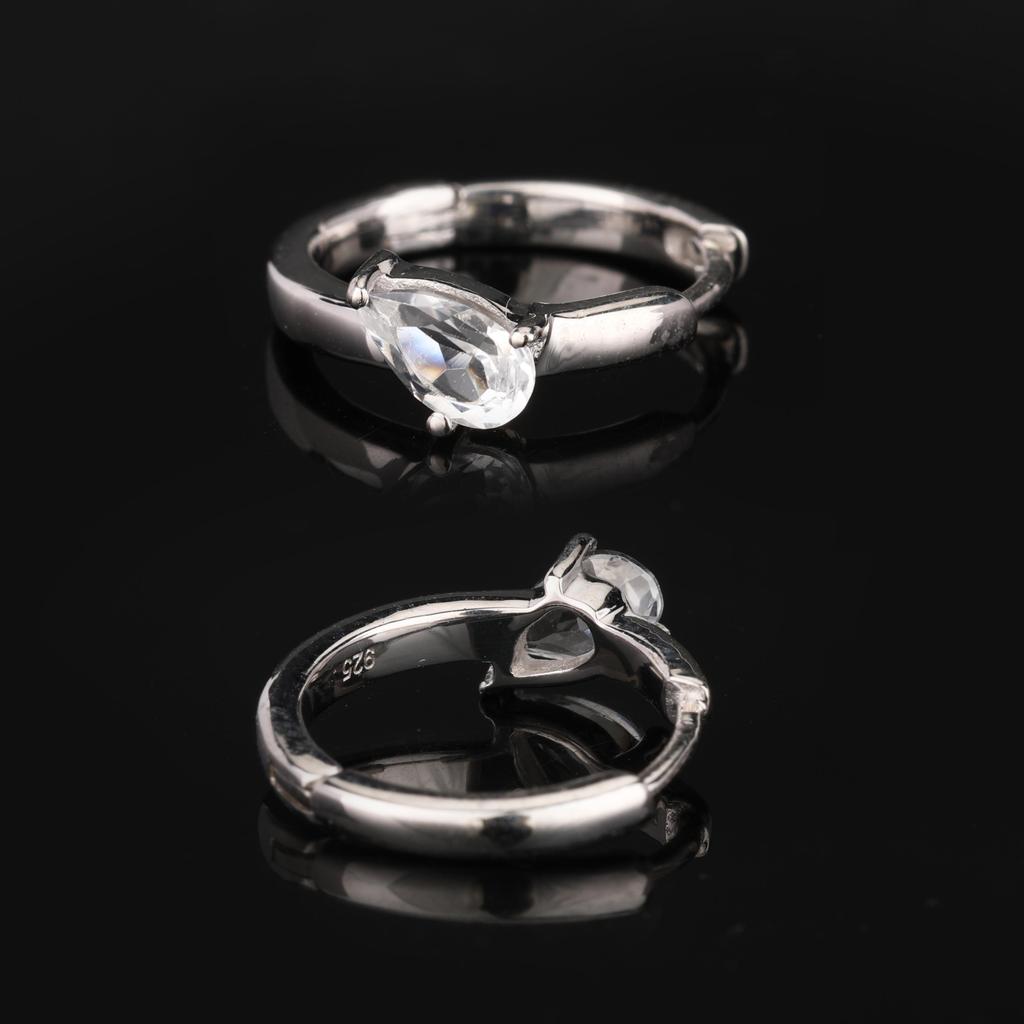 White Topaz Pear Earrings 925 Sterling Silver Rhodium Fine Jewelry Gift for Her