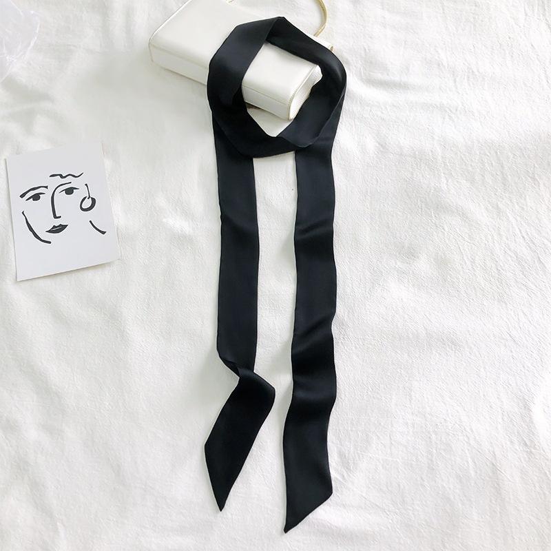 Sciarpa di seta a tinta unita, lunga, piccola, nastro, legata alla maniglia della borsa, sciarpa di seta legata ai capelli, nastro piccolo, sciarpa decorativa, fascia per capelli, colletto