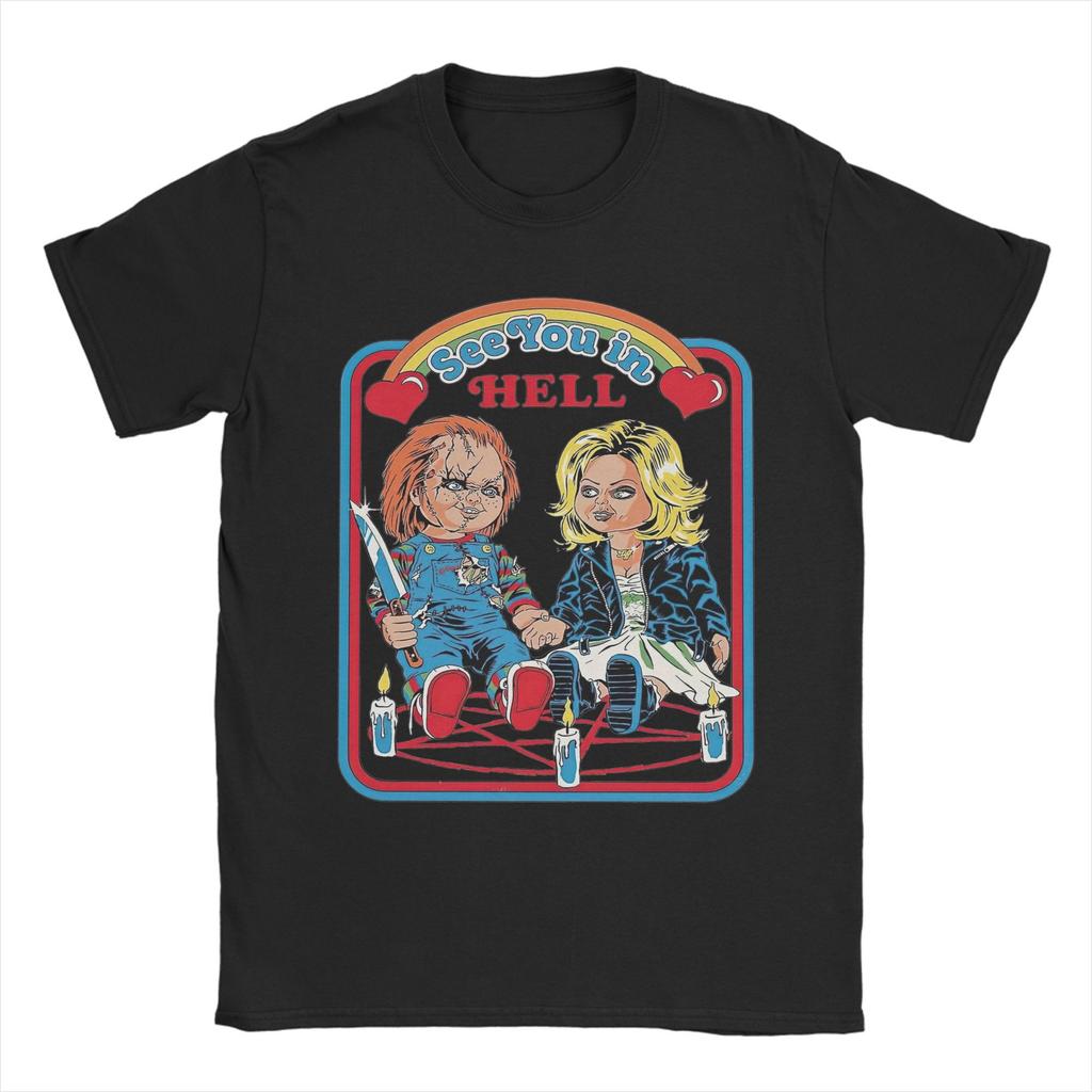 Halloween Chucky Horror Movie T-Shirts for Men  Funny Cotton Tees Crew Neck Short Sleeve T Shirts Printed Clothes