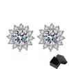 D Color 1ct Certified Moissanite Stud Earrings for Women Sun Flower Wedding Jewelry Brilliant Halo Simulated Diamond Stud