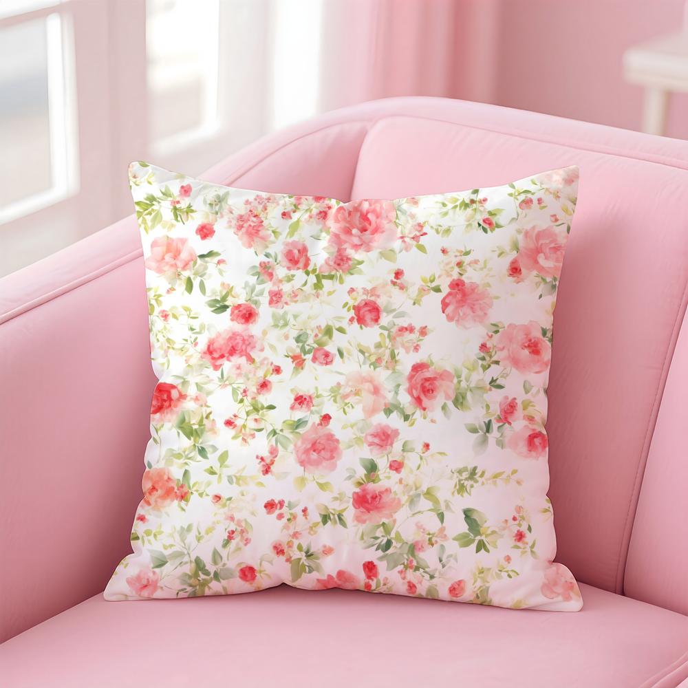 Fresh Flowers And Fresh Family Style Cushion Cover Linen Pillowcase Cover Soft Decor for Sofa Home Room