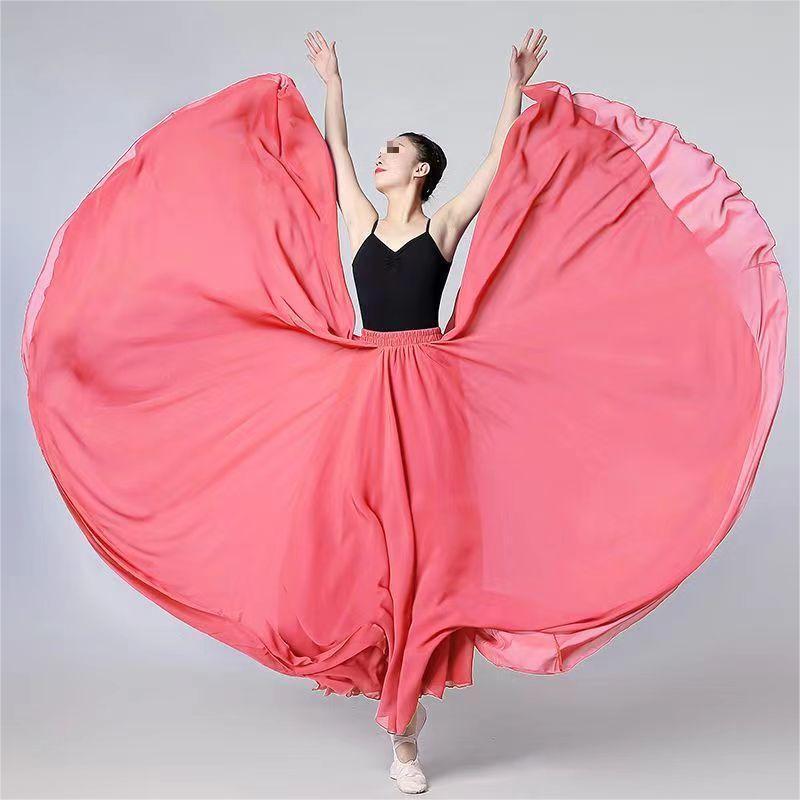 720-Degree Double Layer Dance Performance Skirt XL киноварь