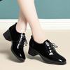 4.5cm New Soft Leather Shoes with Soft Soles Middle-aged Women's Shoes with British Style Deep Mouth and Square Head
