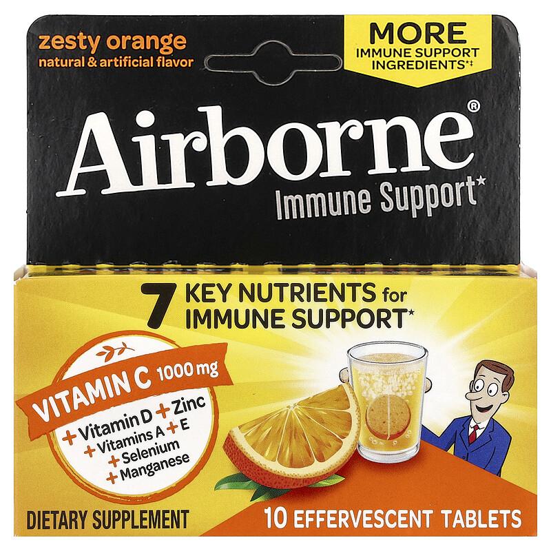 Rworld Wellness Unisex Orange Immune Support Supplement, Zesty 10 Effervescent Tablets