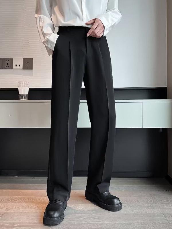 2024 Men's Light Elastic Waist Loose Straight-Leg Business Casual Trousers