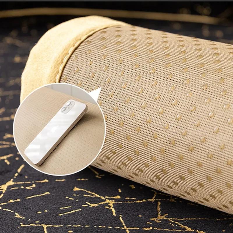 High-end Black Gold Leather Sofa Cushion Modern Non-slip Anti Cat Scratching Chair Pad Satin Edging Recliner Cover Towel Winter