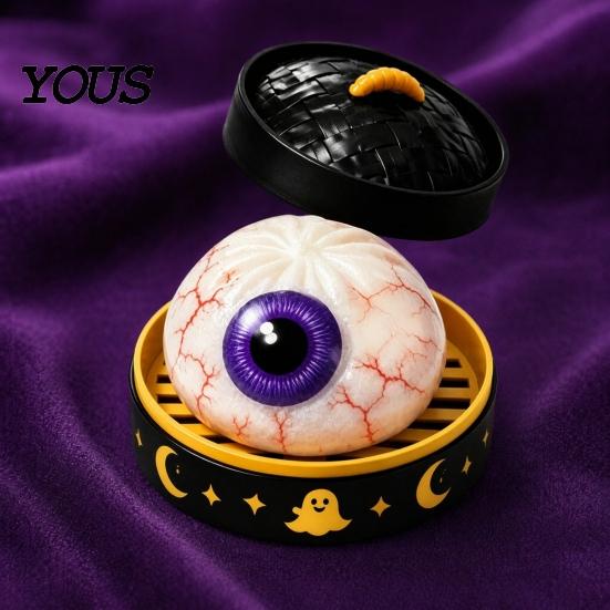 Soft Squishy Halloween Decorations Decompression Toy, with Glitter Dumpling Pumpkin/Eyeball/Ghost Shape, Toys Stress Relief Sensory Fidget for Holiday