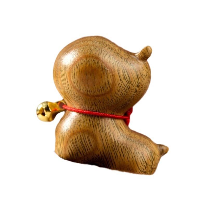 Green Sandalwood Hippopotamus Ornaments Children's Toy Cute Cartoon Woodcarving Office Desk Home Decoration Holiday Gifts