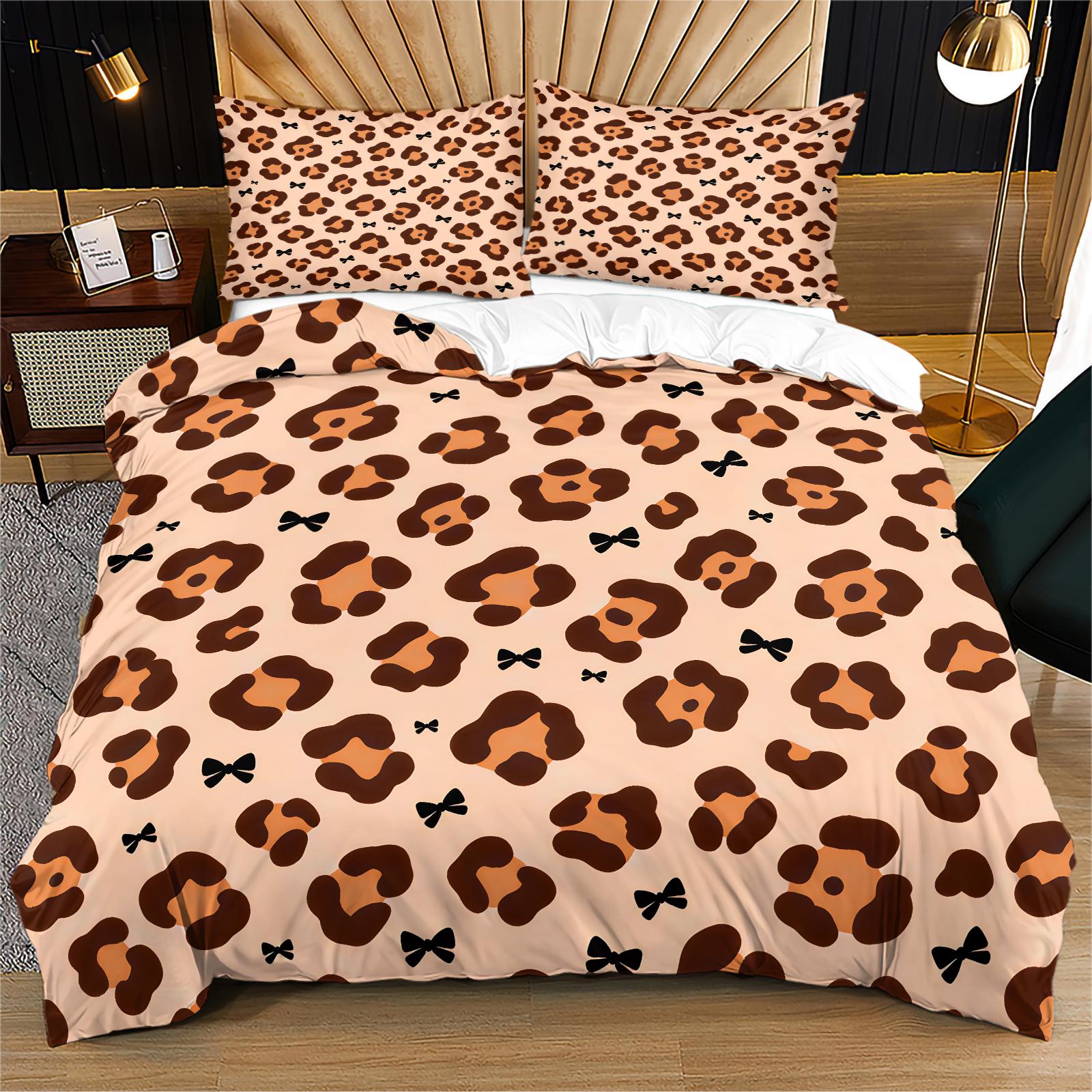 Trendy Leopard Print Duvet Cover Set Comforter Cover Bedding Set No Filler Fashion Adult Bedroom Digital Decor 135x200cm