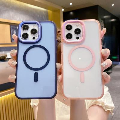Hardware Frame Phone Case, Suitable for Apple 16pm Phone Case, High Transparency Back Plate 15pro Magnetic Anti-drop Phone Case