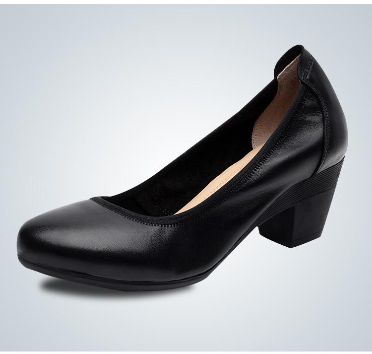 

Модная GKTINOO 2025 Кожаная OL Женская Обувь Толстый Средний Каблук Леди Офисная Рабочая Обувь Весна Осень Мелкие Туфли-Лодочки Большой Размер 33-43 12 чёрный