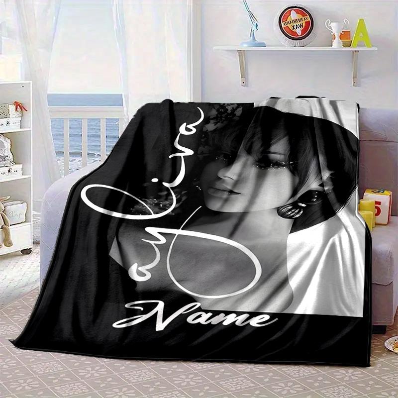 Custom Name Fashionable Ayli-va Blanket Bed Sofa Blanket Flannel Blanket for Camping, Hiking, Picnic Essentials,gift for Family and Friends