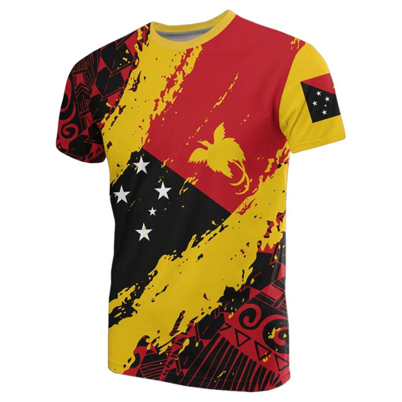 Papua New Guinea Flag Map Graphic T Shirts PNG National Emblem T Shirt For Men