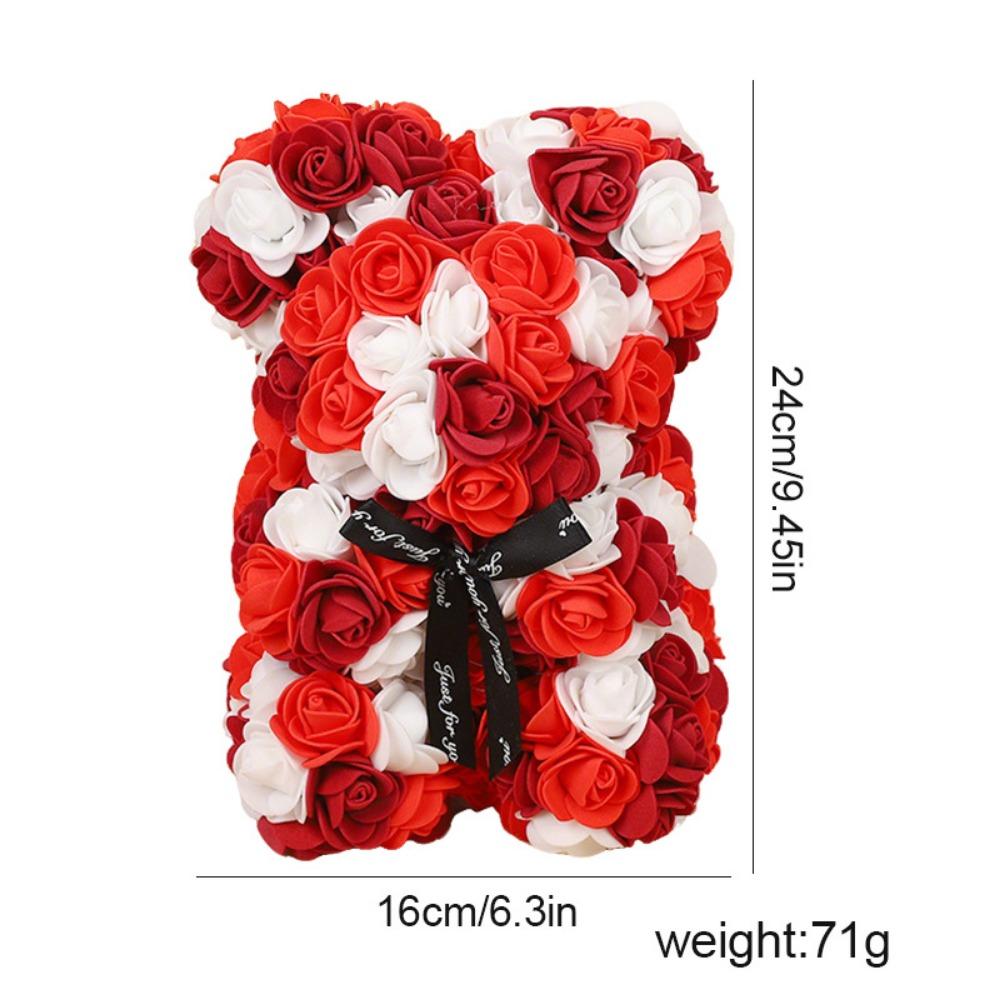 16*24cm Künstlicher Teddy-Rosenbär Mehrfarbig Romantisches Valentinstagsgeschenk Blumenbär Muttertags-Ewiger Blumenbär