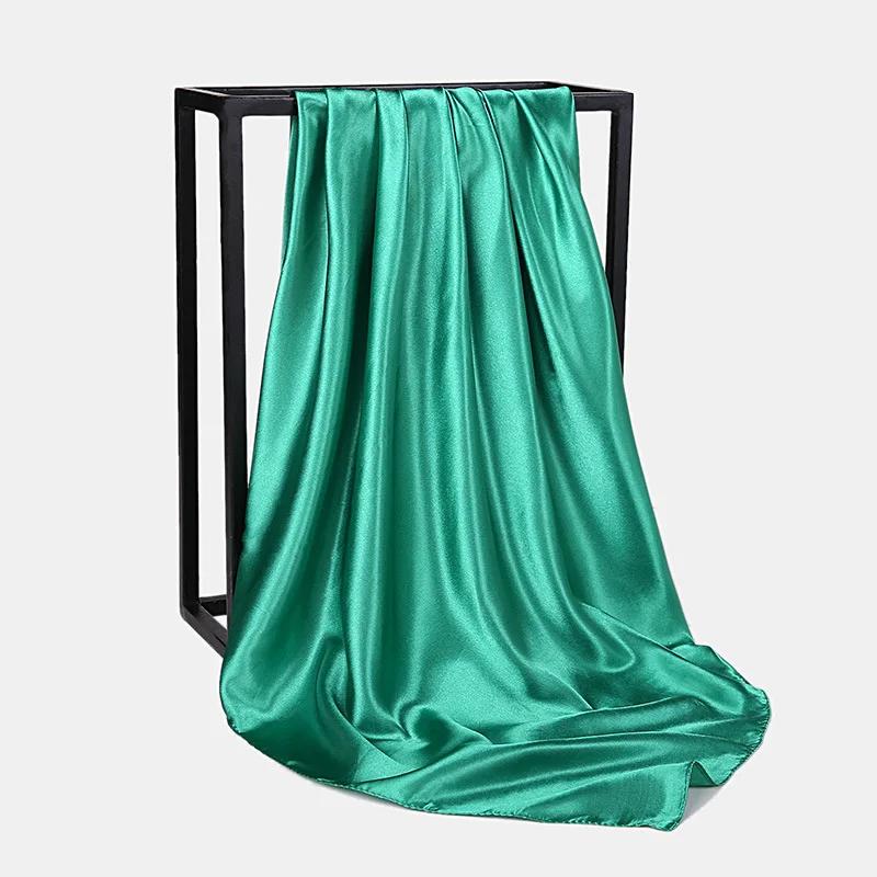 90Cm Solid Colors Neckerchief Hijab Scarf For Women Silk Satin Headband Hair Scarves Female Square Shawls Head Scarfs For Ladies
