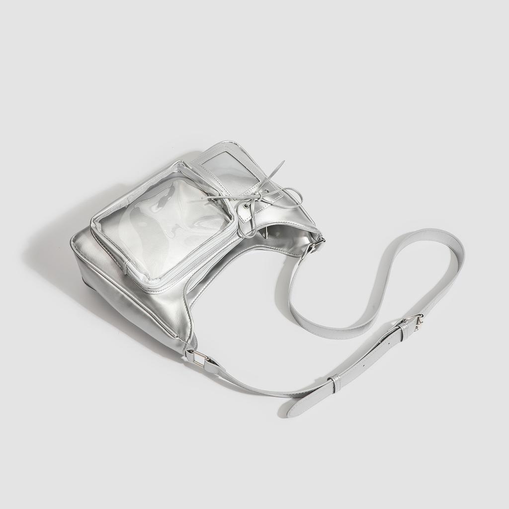 Two-Dimensional Texture Small Food Commuting Daily Transparent Bag Women'S Pain Bag Shoulder Messenger Bag