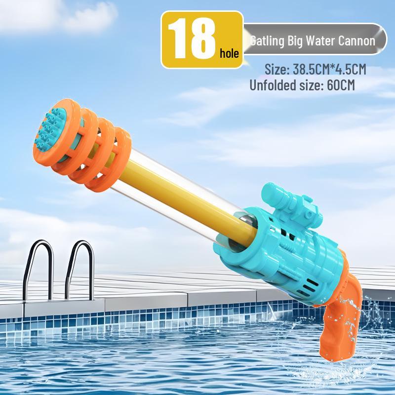 30-Hole Pull-and-Shoot Water Cannon Toy: Large Capacity Kids Sprayer for Summer Water Play