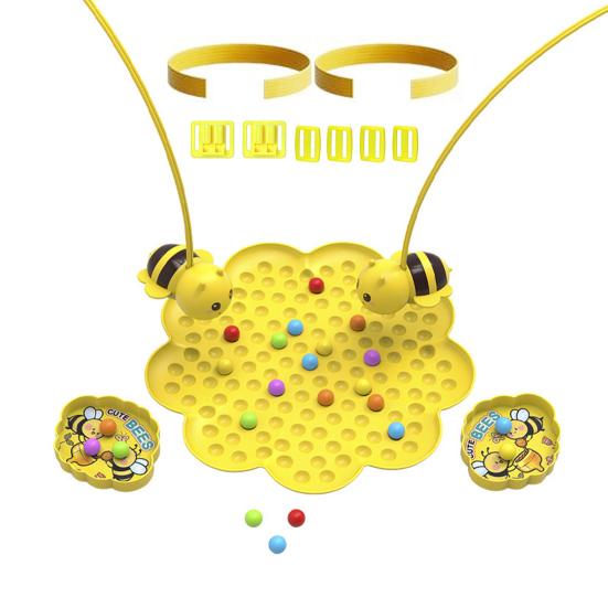 Bee Bean Picking Fishing Game Magnetic Bead Catcher Tabletop Game with Headband Kids Parents