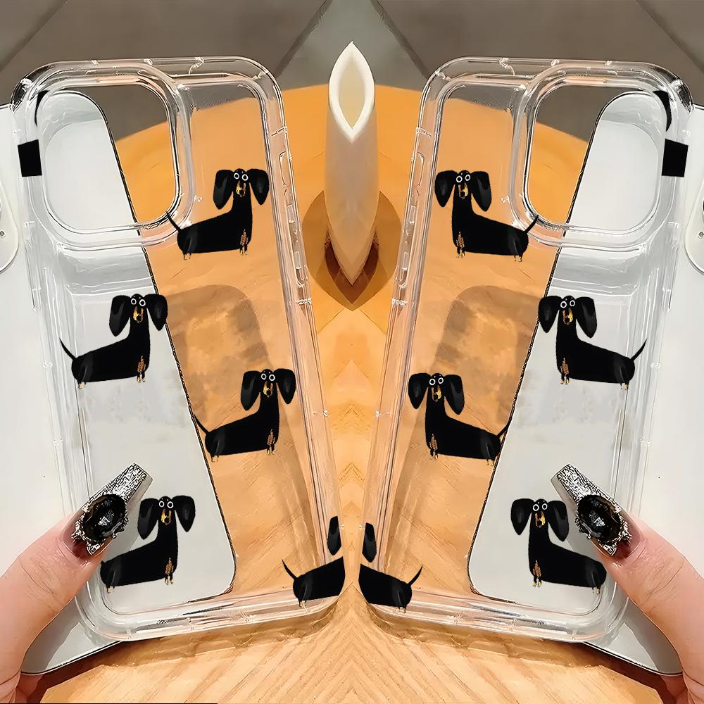 Dachshund Silhouette Dog Phone Case for Vivo Y17s Y78 Y77 Y36 Y35 Y02s V40 V29 V27 S15 4G 5G Pro Airbag Anti Fall Clear Cover