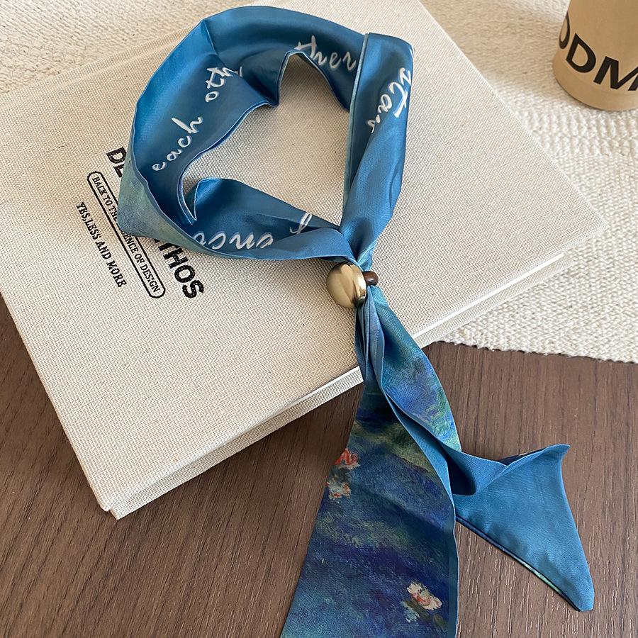 Retro Polka Dot Silk Scarf Necklace - Elegant Women's Accessory