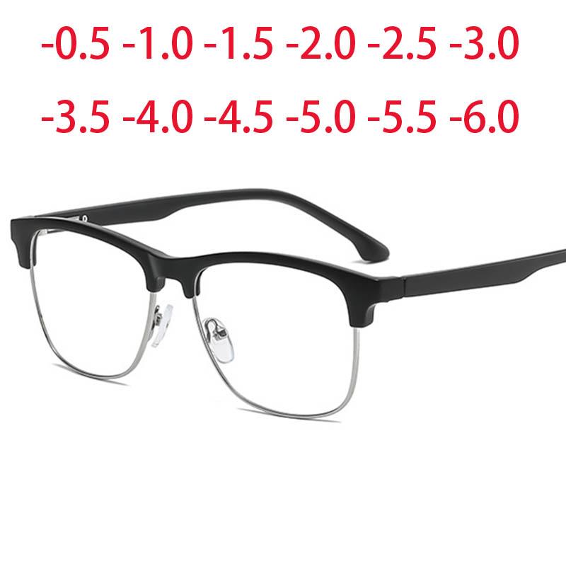 2342 Square TR90 Half Frame Clear Lens Prescription Glasses Myopia Nerd Spectacles Degree -0.5 -1.0 -2.0 -3.0 -4.0 to -6.0