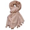 Powder Pink Scarf with Fringes - 180X90 , Cotton with Polyester