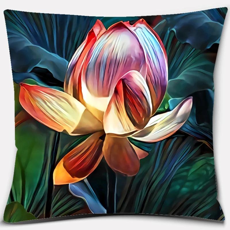 Beautiful Flower Pattern Pillowcase Square Car Sofa Cushion Pillowcase