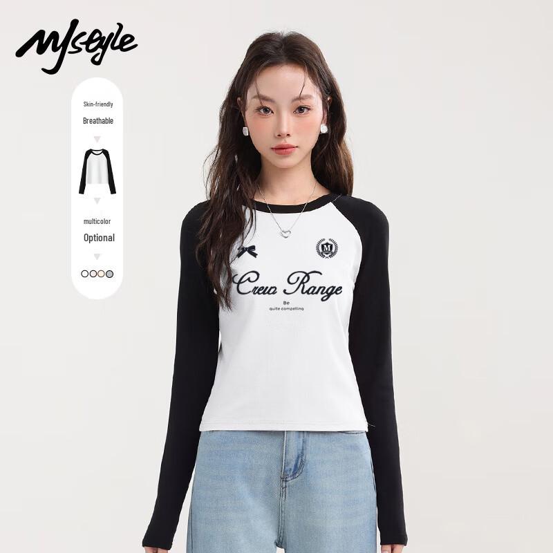 MJ STYLE Women s Slim Color-Block Raglan Long Sleeve T-Shirt S
