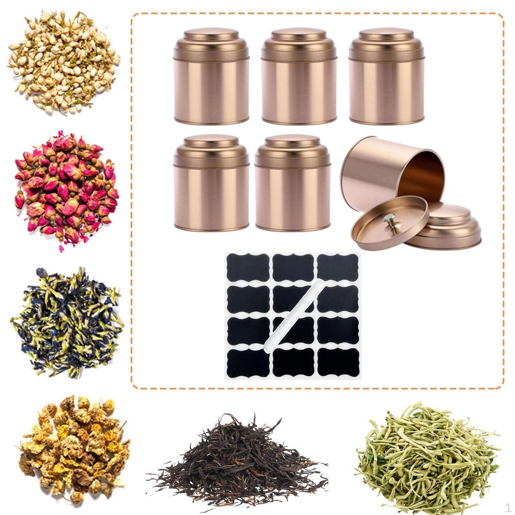 6 Metall-Teedosen, 240 ml Küchen-Rund-Kaffeedosen, Stilvolle und robuste Organizer für