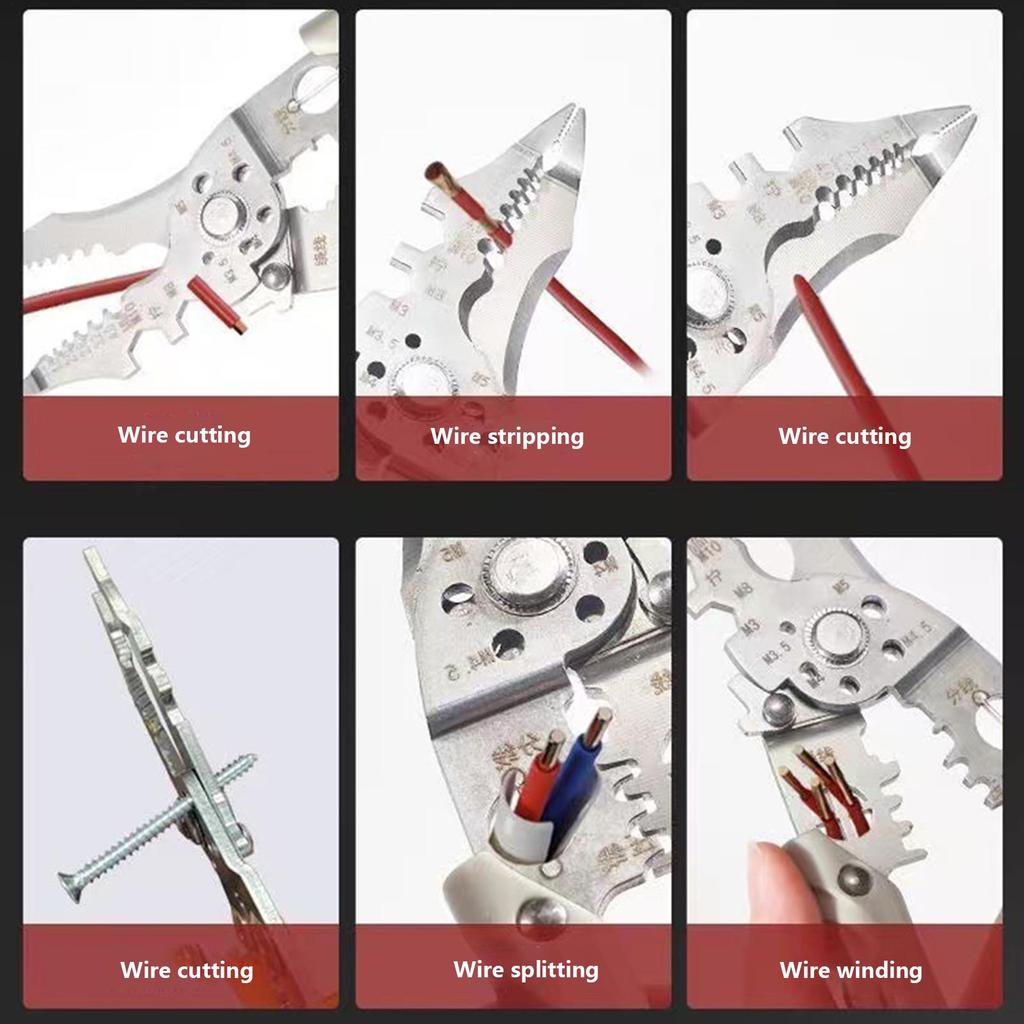 Wire Stripper Multifunctional Heavy Duty Cable Crimper Tool Wire Crimping Cutter Cable Stripper For Motor Maintenance