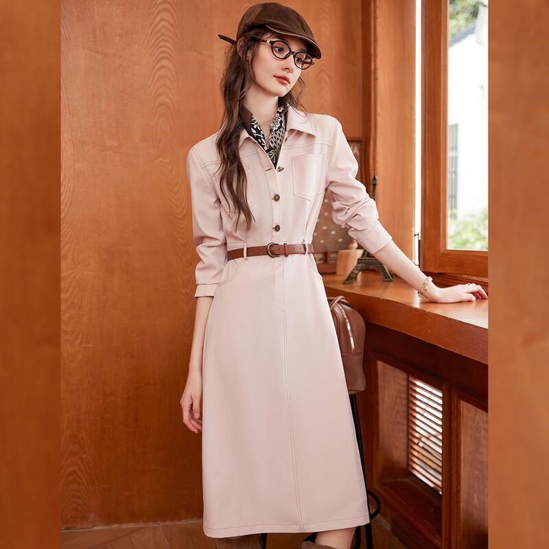 

Bailuyu Elegant Lapel Long Sleeve Split Midi Dress L