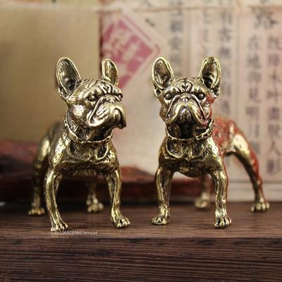 Copper Desk Ornaments Bulldog Miniatures Figurines Handmade Retro Brass Animal Pet Dog Statue Home Decorations Accessories Craft