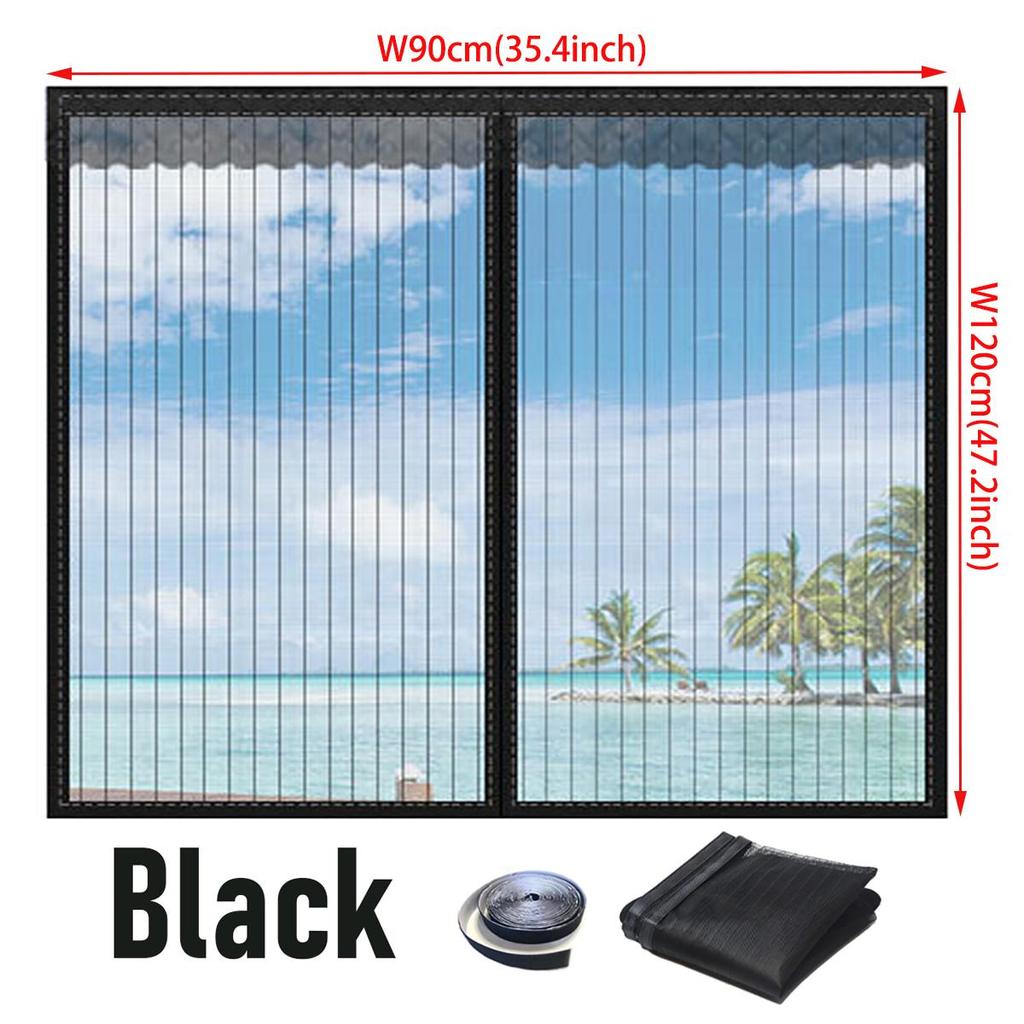 Magnetic Window Screen, Screen Door Mesh Window Screen Curtain, Magnetic Closing Door Screen To Keep Bugs Out, Black